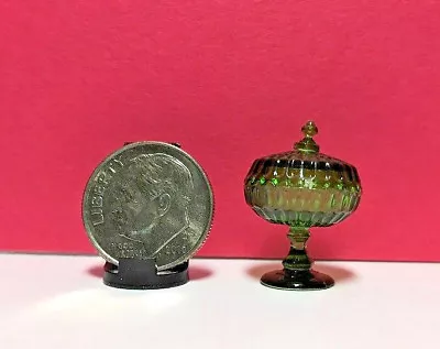 Dollhouse Miniature Chrysnbon Candy Dish - Dark Green Large - No Lid 1:12 • $3.99