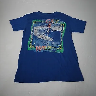 Vintage '90s Get Wild Surf Graphic Tee - Blue Single Stitched - Men's Size L • $19.99