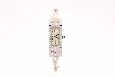 $13000 • Buy Bulova Vintage Art Deco Platinum 14k White Gold & Diamonds Ladies Cocktail Watch