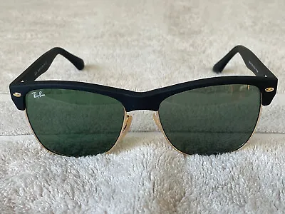 Pre-Owned Ray Ban RB4175 Sunglasses CLUBMASTER OVERSIZED Matte Black/ Green 57MM • $61.50