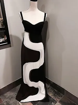 Spring 2007 Gianni Versace Geometric Swirl Print Corset Maxi Dress Black IT42 • $360