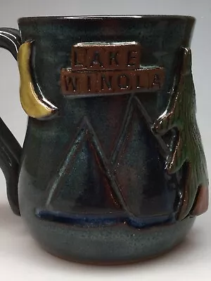 Lake Winola Scranton Pa Mudworks USA Moon Trees Boats Art Pottery 3D Coffee Mug • $19.99