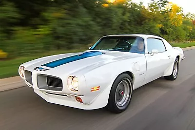 1970 Pontiac Trans Am White-blue  | 24x36 Inch POSTER | Vintage Classic Car • $23.99