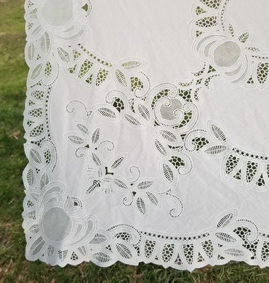 $22.90 • Buy Vintage Battenburg Lace White Vinyl Tablecloth 60 X96  Rectangle 