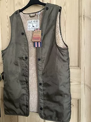 New Jack Wills Ladies Borg Fur Lined Gilet Parka Liner Size 12 Khaki. BNWT • £10