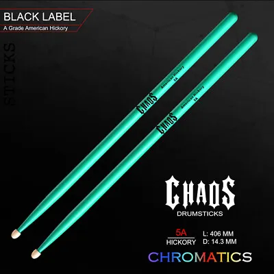Chaos 5a Drumsticks – Chromatics Green Drum Sticks American Hickory • $25