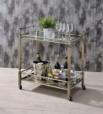 $383.58 • Buy Antique Gold Clear Glass Serving Cart