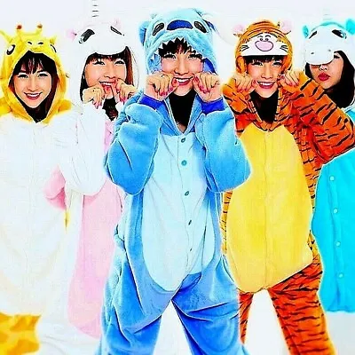 $18.99 • Buy Kitty Pikachu Tiger Panda Cow Giraffe Dino Unisex Plush Cosplay Pajamas 5'-1 -7 