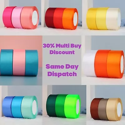 £0.99 • Buy 23 Metres, DOUBLE SIDED Satin Ribbon (Rolls). 6mm 10mm 15mm 25mm 38mm Widths