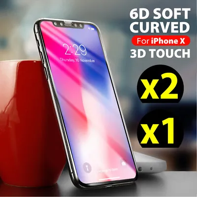 $4.65 • Buy 2 X 6D Full Cover Soft Edge Tempered Glass Screen Protector For IPhone X 8 7 6s