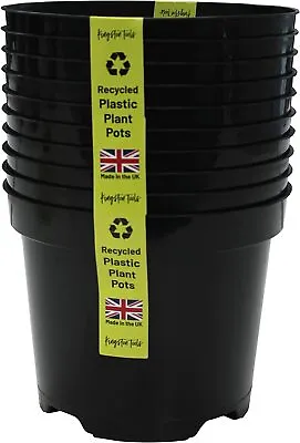 10x Premium Recycled Plastic Plant Pots 1L 2L 3L 4L 5x 10L 15L 3x20L Black • £8.99