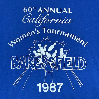 Bakersfield CA Women's Bowling Tournament Shirt Single Stitch XL Vintage 80s  • $29.98