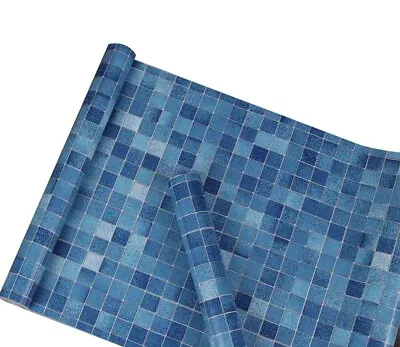 Blue Mosaic Self-adhesive Contact Wall-paper For Bathroom/Dining Room/Caravan • $10.99