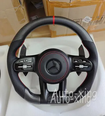 AMG Carbon Fiber Flat Steering Wheel For Mercedes-Benz AMG GLE S63 C63 CLA W205 • $1103.40