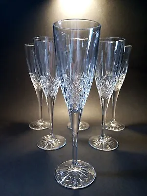 £30 • Buy 6 X Royal Doulton Earlswood Fine Crystal Cut Glass Champagne Flutes