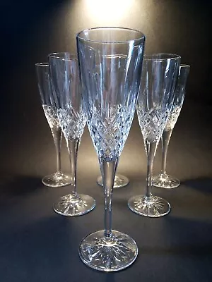 £30 • Buy 6 X Royal Doulton Earlswood Fine Crystal Cut Glass Champagne Flutes