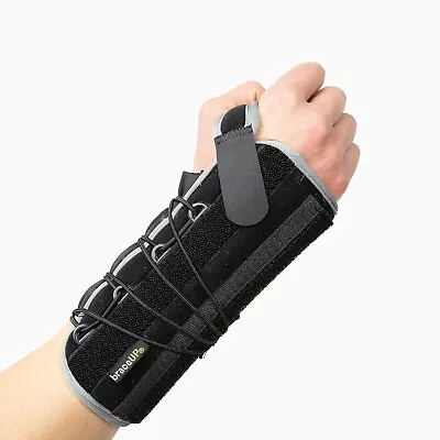 BraceUP Quick Wrap Wrist Brace With Metal Splints Breathable One Size LEFT Hand • £7.95