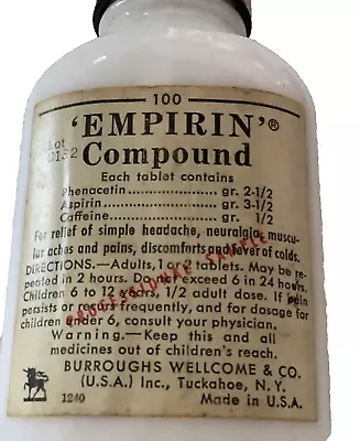 EMPIRIN MILK GLASS MEDICINE BOTTLE PROFESSIONAL SALESMAN SAMPLE BOTTLE Antique • $19.99