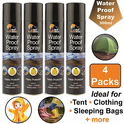 4X Waterproof Spray Fabric Protector For Clothing Tents Shoes Camping Coat 300ml • £11.49