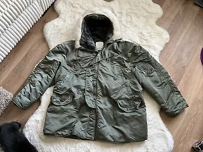 Military Jacket XL N-3B Parka Extreme Cold Weather Green Vintage Made In USA • $80