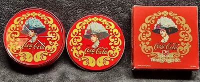 Coca Cola Collectable Vintage Coasters In Round Tin Set 6 Cork Backing A15-626 • $13