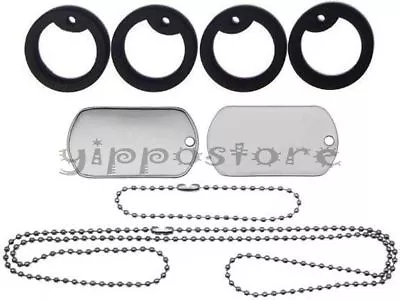 Military Spec Stainless Steel Blank Dog Tag Set Complete With Chains & Silencers • $4.95