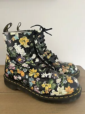Dr Martens Rare Darcy Floral Black Uk Size 7 1460 Pascal Leather • £135
