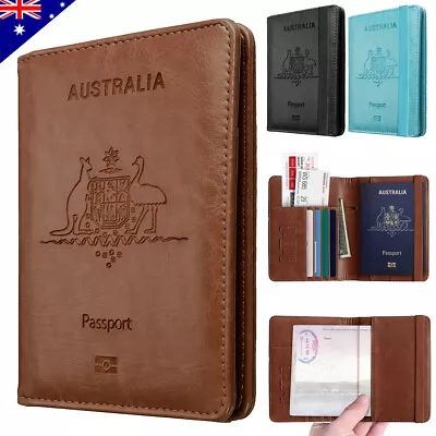 Travel Passport ID Card Wallet Holder Cover RFID Blocking Leather Purse Case AU • $12.99