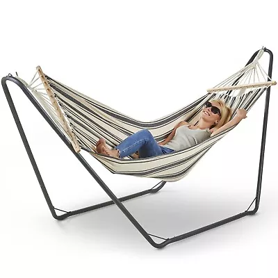 Hammock With Sturdy Metal Frame Garden Hammock & Free Standing Frame - VonHaus • £59.99