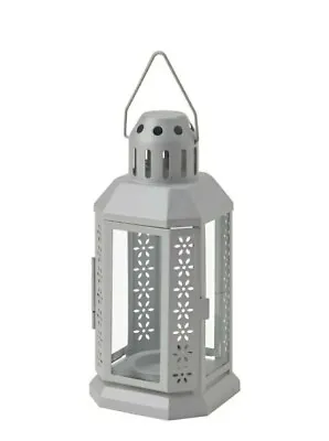 IKEA Lantern For Tealight Candle Holder In/Outdoor In Antique Grey 22cm ENRUM  • £9.49