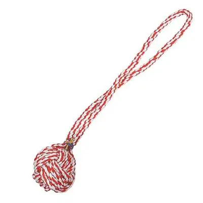 Rope Chew Toy For Dogs Monkey Fist Knot Closeout 15  Long Red & White Dog Toys • $12.89