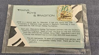 METROLINK 2006 Commuter Train So Cal Button/Pin 10 Year Holiday Toy Express • $15