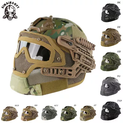 Tactical G4 Helmet Full Face Mesh Mask Goggles Armor Protective PJ FAST Helmets • £109.19