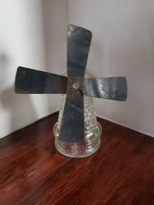 Vintage Glass Windmill Rusty Metal Blades Decor Wind Power Energy • $24.99