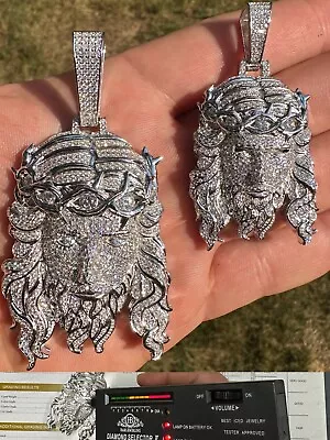 MOISSANITE Real 925 Sterling Silver Iced Hip Hop Jesus Piece Pendant Necklace • $378.86