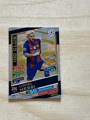 Match Attax Uefa Champions League 2016/17 Lionel Messi 100 Hundred Club 100c 11 • £7.95