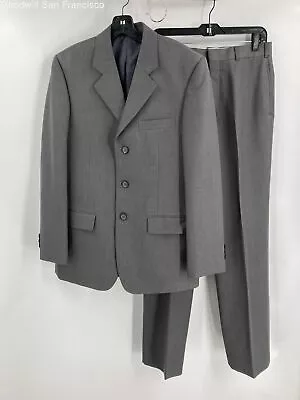 Potential Mens Gray Pockets Notch Lapel Single Breasted 2 Piece Suit Pants 48/29 • $14.99