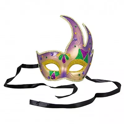 MARDI GRAS VENETIAN PRINCESS MASK Glitter Jewels Masquerade Wreath Accent NEW • $12.95