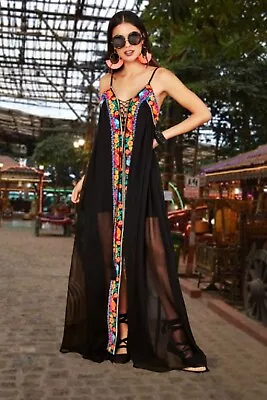 Long Mexican Traditional Dress. S - 3X. Typical Mexican Dress. Boho Hippie.Mexic • $99