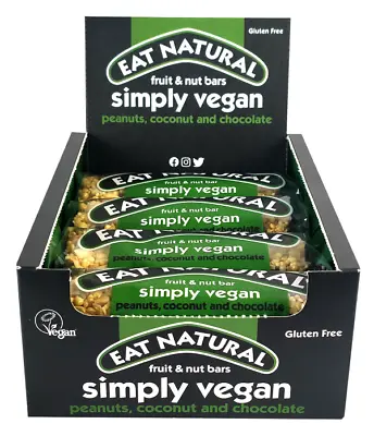 Eat Natural Bars Simply Vegan 12 X 45G. Fruit And Nut Bars Gluten Free • £13.99