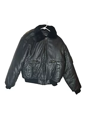 VTG Vanderbuilt Black Leather Women's Moto Motorcycle Crop/Zip/Snap Jacket Sz Lg • $19.99