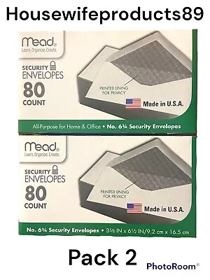 Mead No. 6-3/4 Security Envelopes White 80ct 3-5/8  X 6-1/2  (pack 2) • $15.99