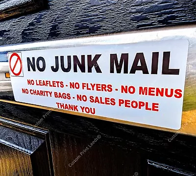 No Junk Mail/ Sales People/ Menus  Letterbox Sticker Decal X1  + Free  P&P • £2.75