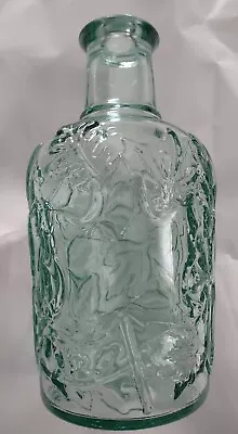 Vtg Green Glass Apothecary Bottle Maple Leaf Emboss Libbey Canada 7.5in B16 • $19.95