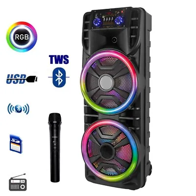 Dual 12  Bluetooth Speaker Karaoke Portable Heavy Bass Stereo Sound System MIC • $139.99