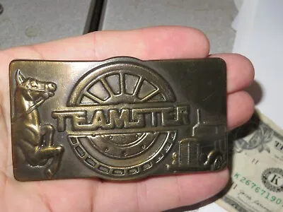 Vintage Brass Teamsters Union Belt Buckle Truck Drivers Horse America • $17.55