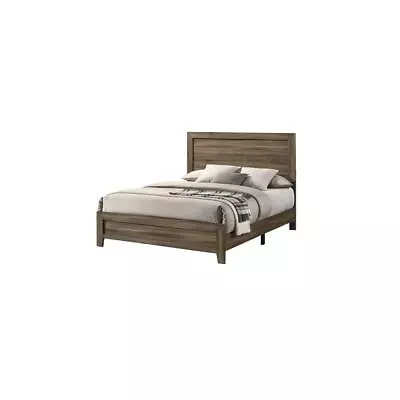 Best Quality Furnitur Bed Frame Mounted Panel Bed Wood Solid Wood Dark Walnut • $428.98