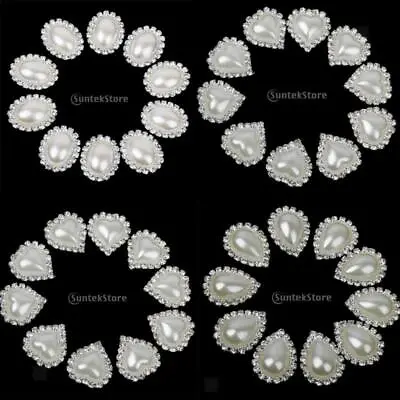 £5.84 • Buy 10pcs   Diamante   Crystal   Pearl   Buttons   Flatback   Embellishment   Craft