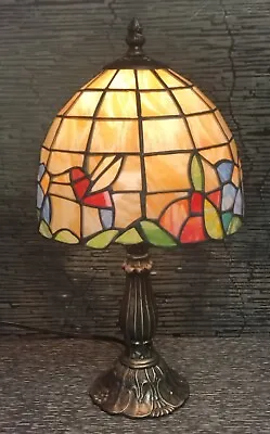Vtg Hummingbirds Stained Glass Lamp Small Multi-Color Shade W/ Birds & Flowers • $68.99