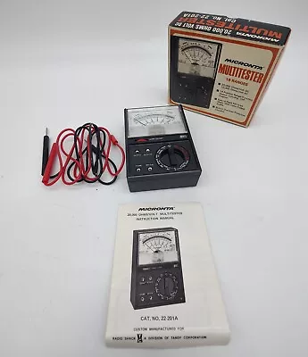 Vintage Micronta 22-201A 18 Range Multimeter Multitester W/ Box / Manual / Wires • $19.50